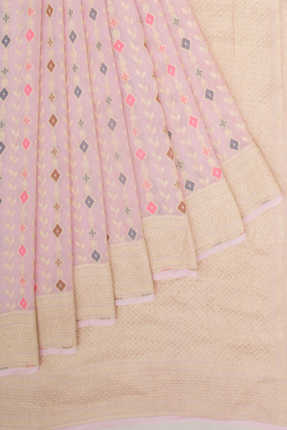 Banarasi Georgette Brocade Baby Pink Saree
