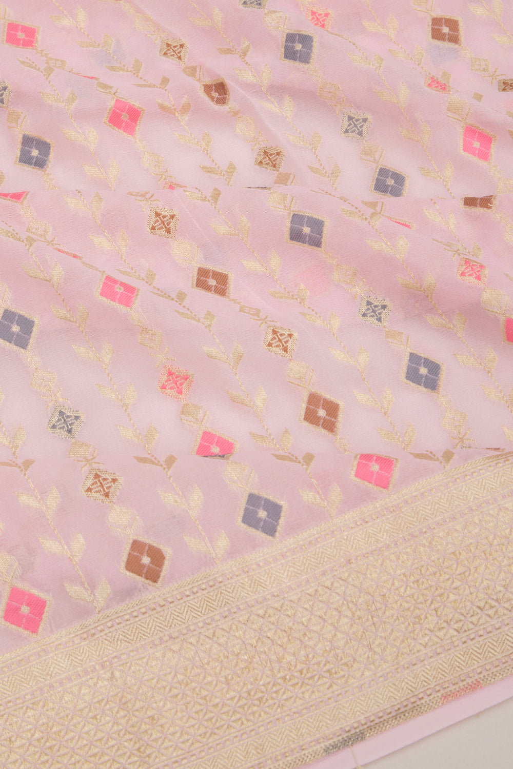 Banarasi Georgette Brocade Baby Pink Saree