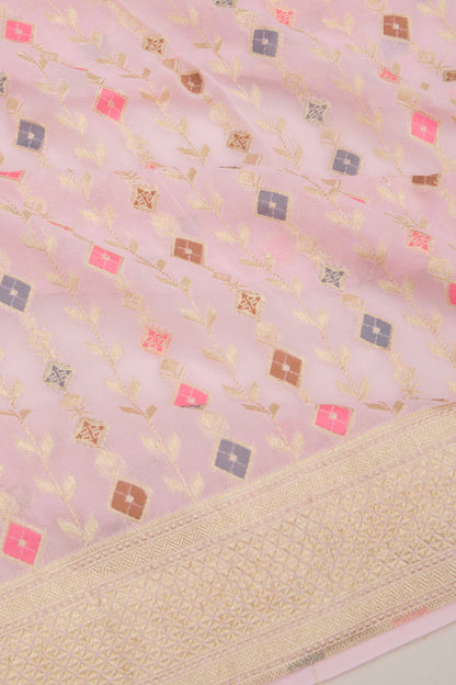 Banarasi Georgette Brocade Baby Pink Saree