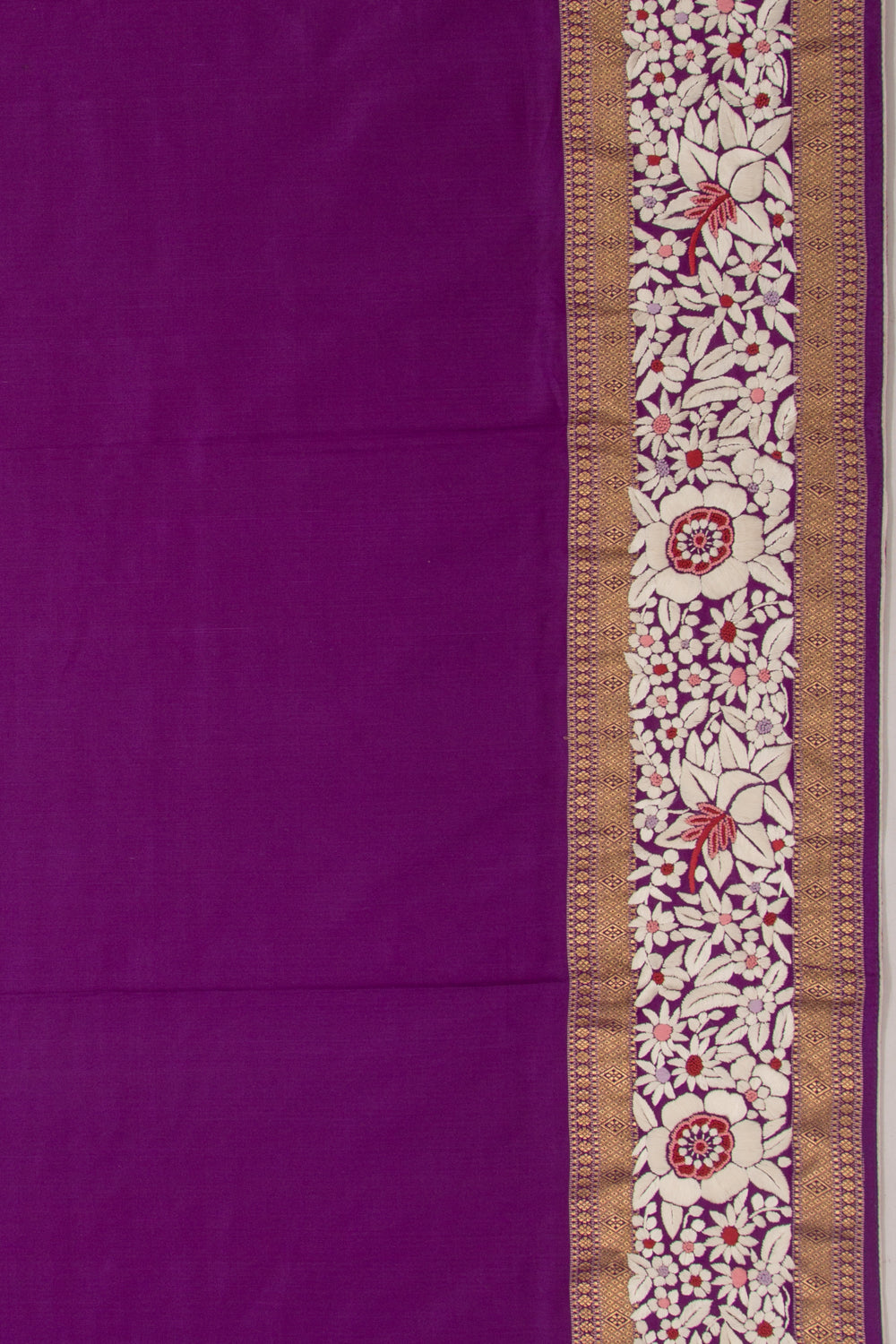 Parsi Gara Banarasi Silk Plain Purple Saree