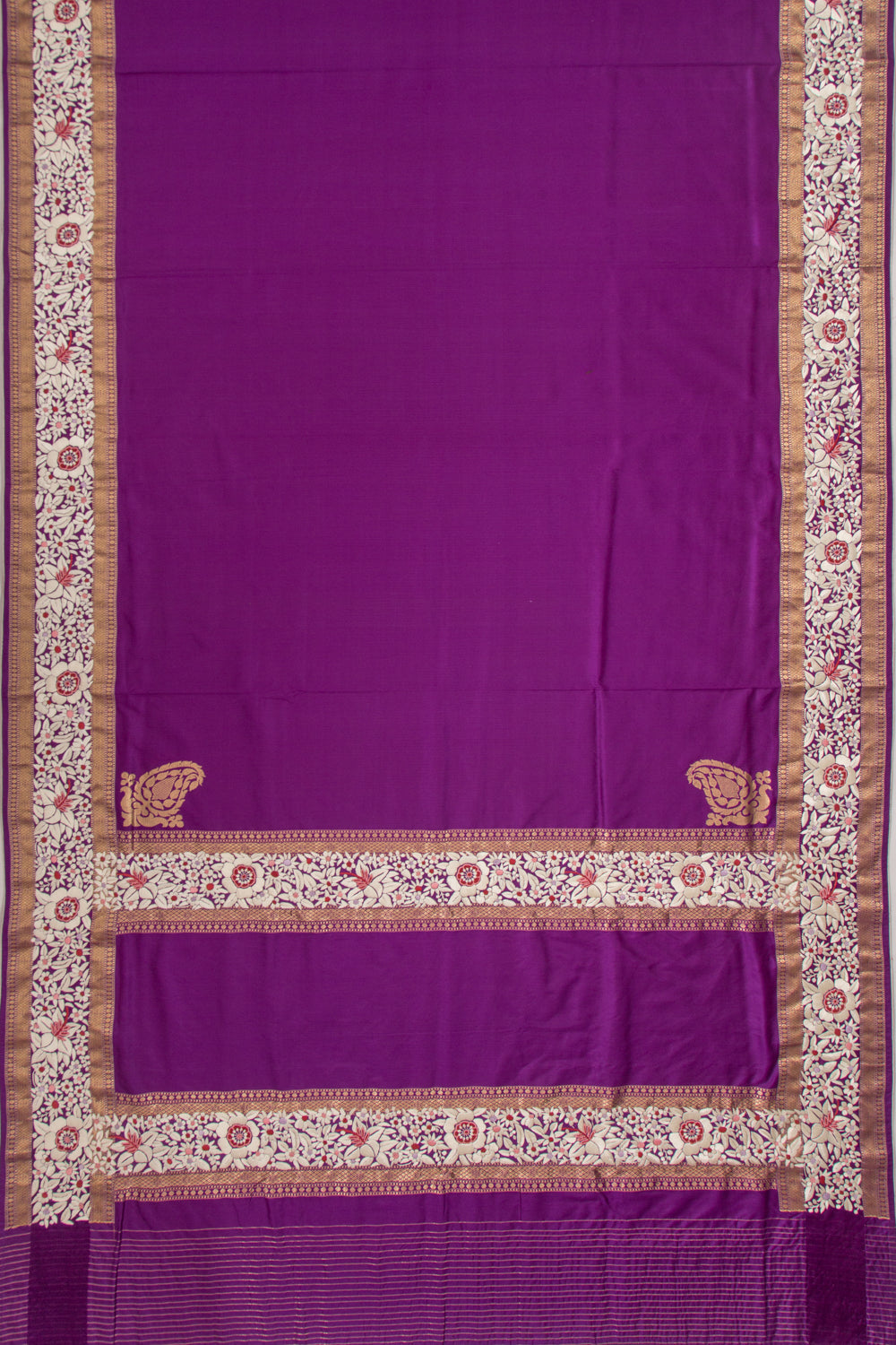 Parsi Gara Banarasi Silk Plain Purple Saree