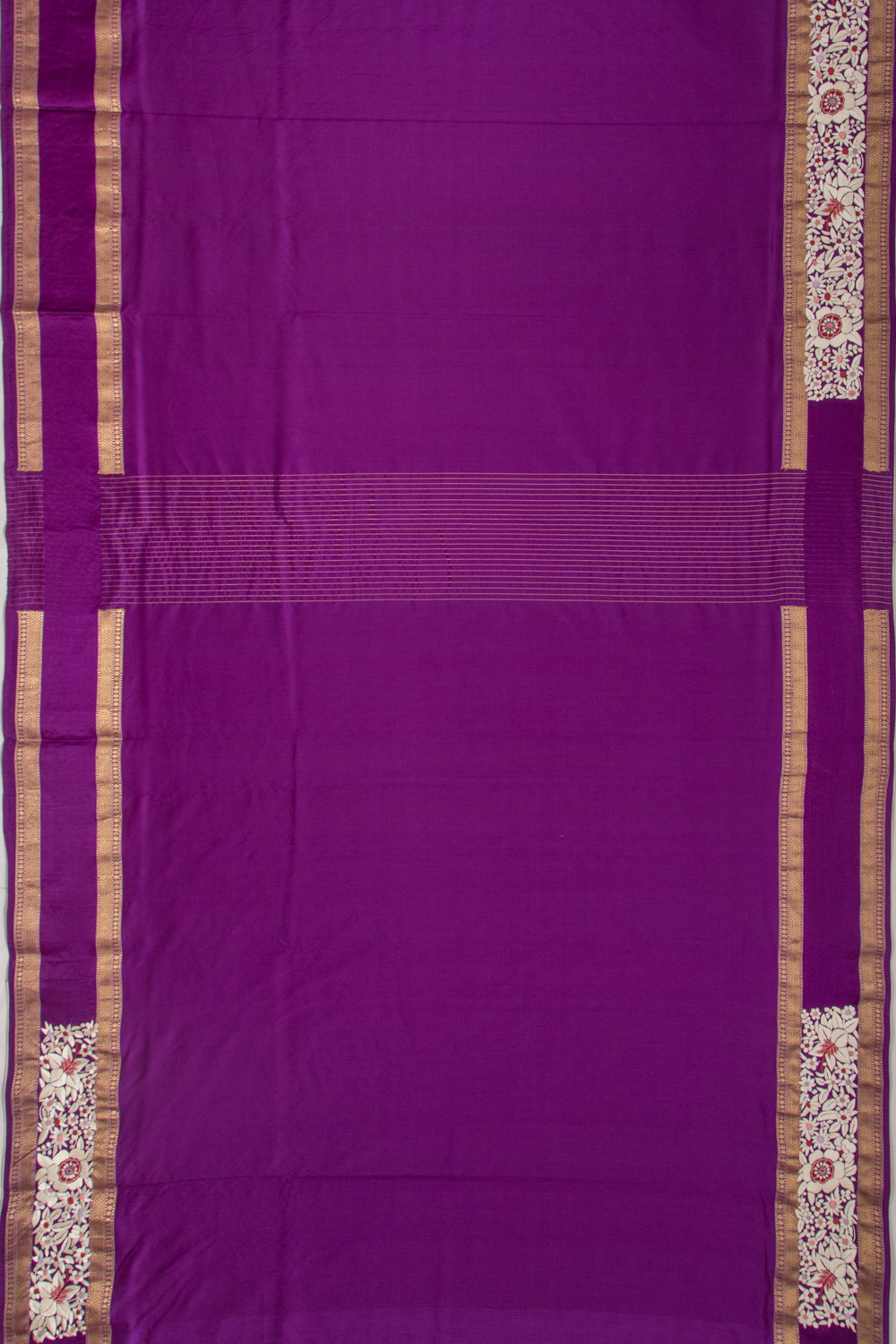 Parsi Gara Banarasi Silk Plain Purple Saree