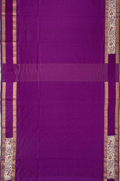 Parsi Gara Banarasi Silk Plain Purple Saree
