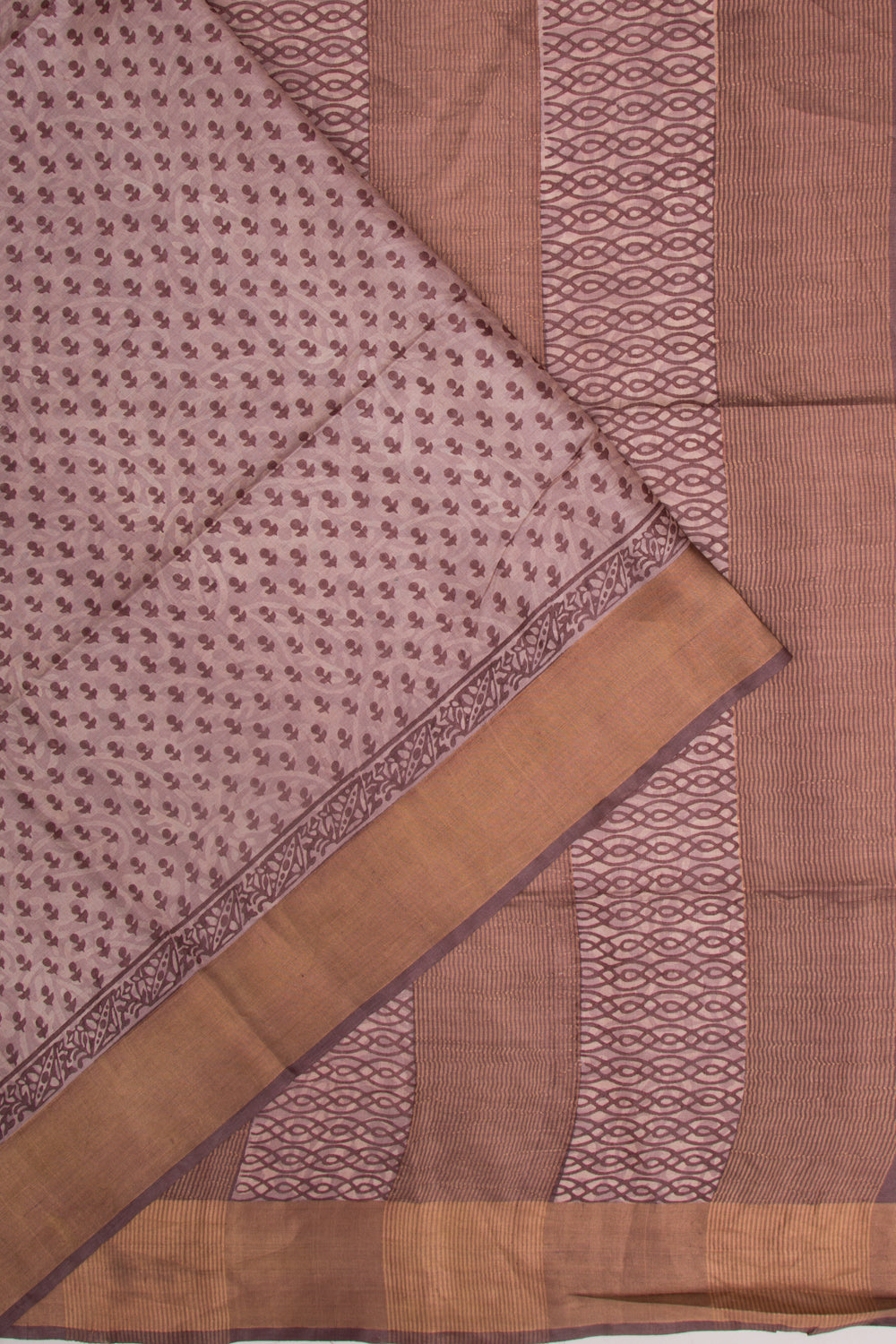 Tussar Printed Choco Brown Saree