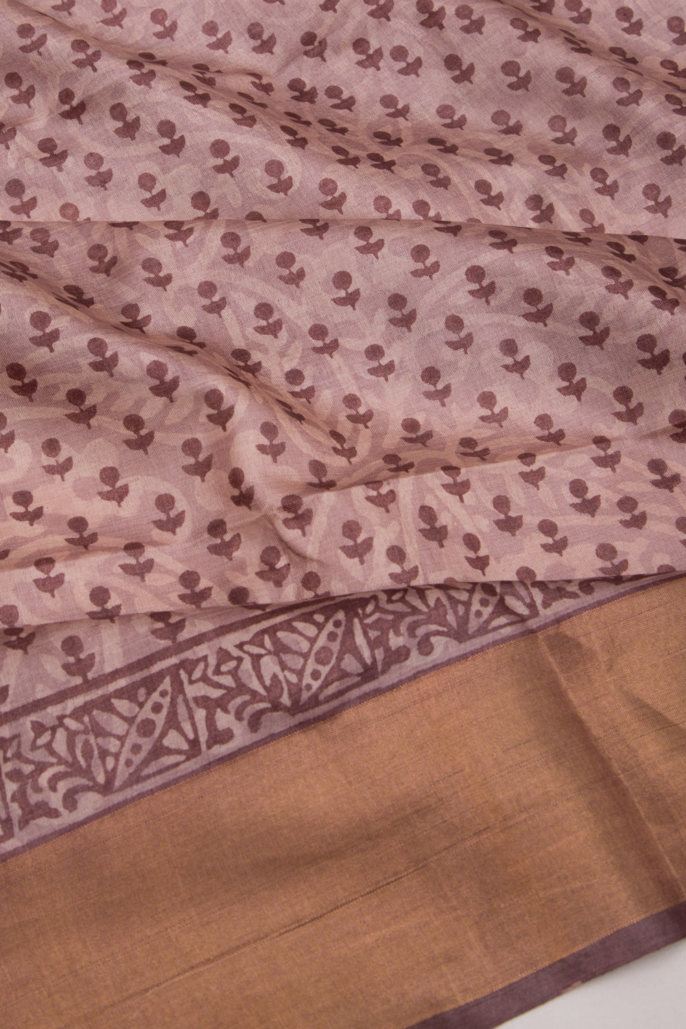 Tussar Printed Choco Brown Saree