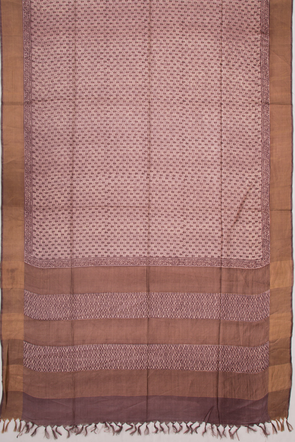 Tussar Printed Choco Brown Saree