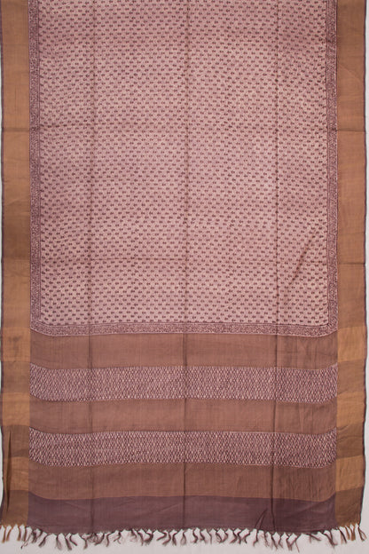 Tussar Printed Choco Brown Saree