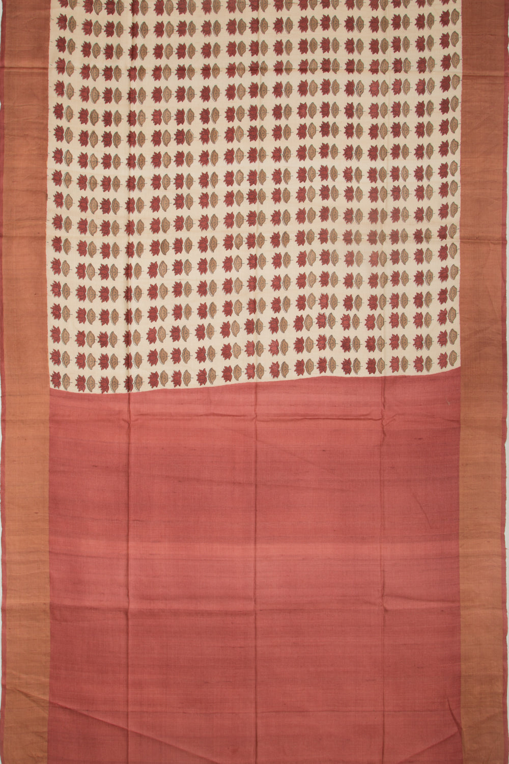 Tussar Floral Printed White Saree