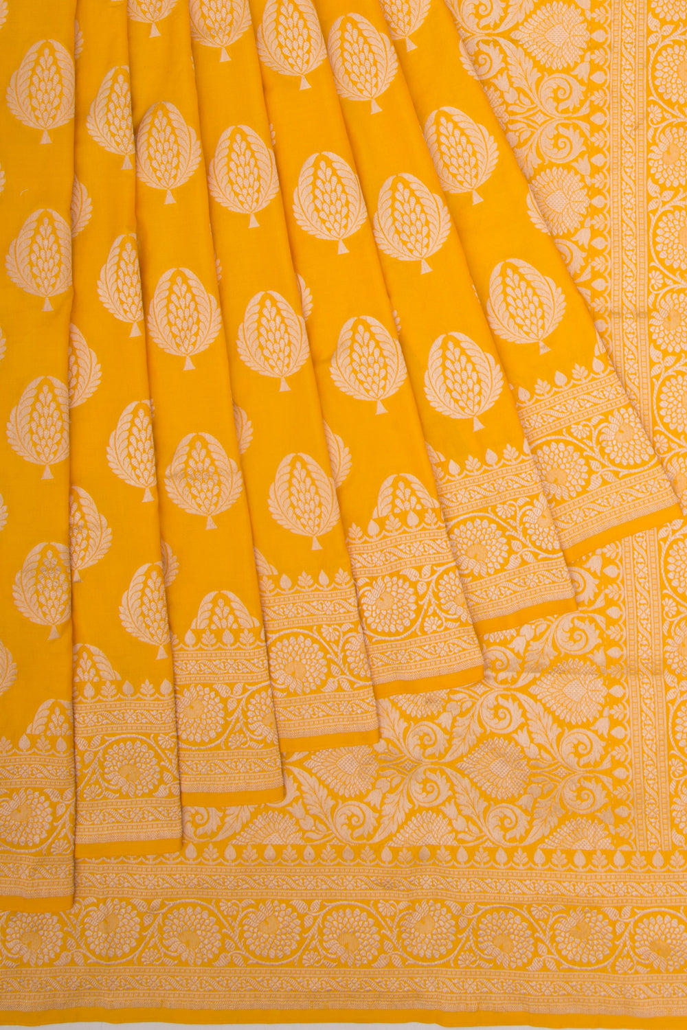 Banarasi Silk Butta Yellow Saree