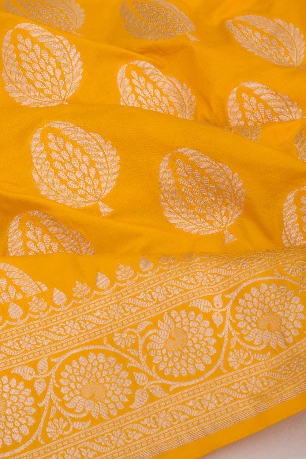 Banarasi Silk Butta Yellow Saree