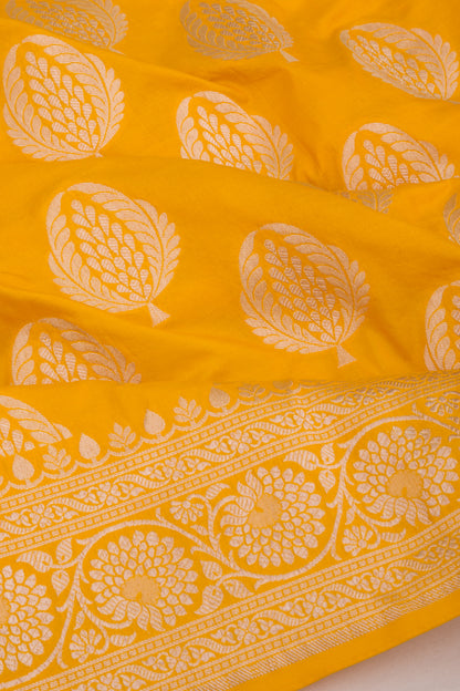 Banarasi Silk Butta Yellow Saree