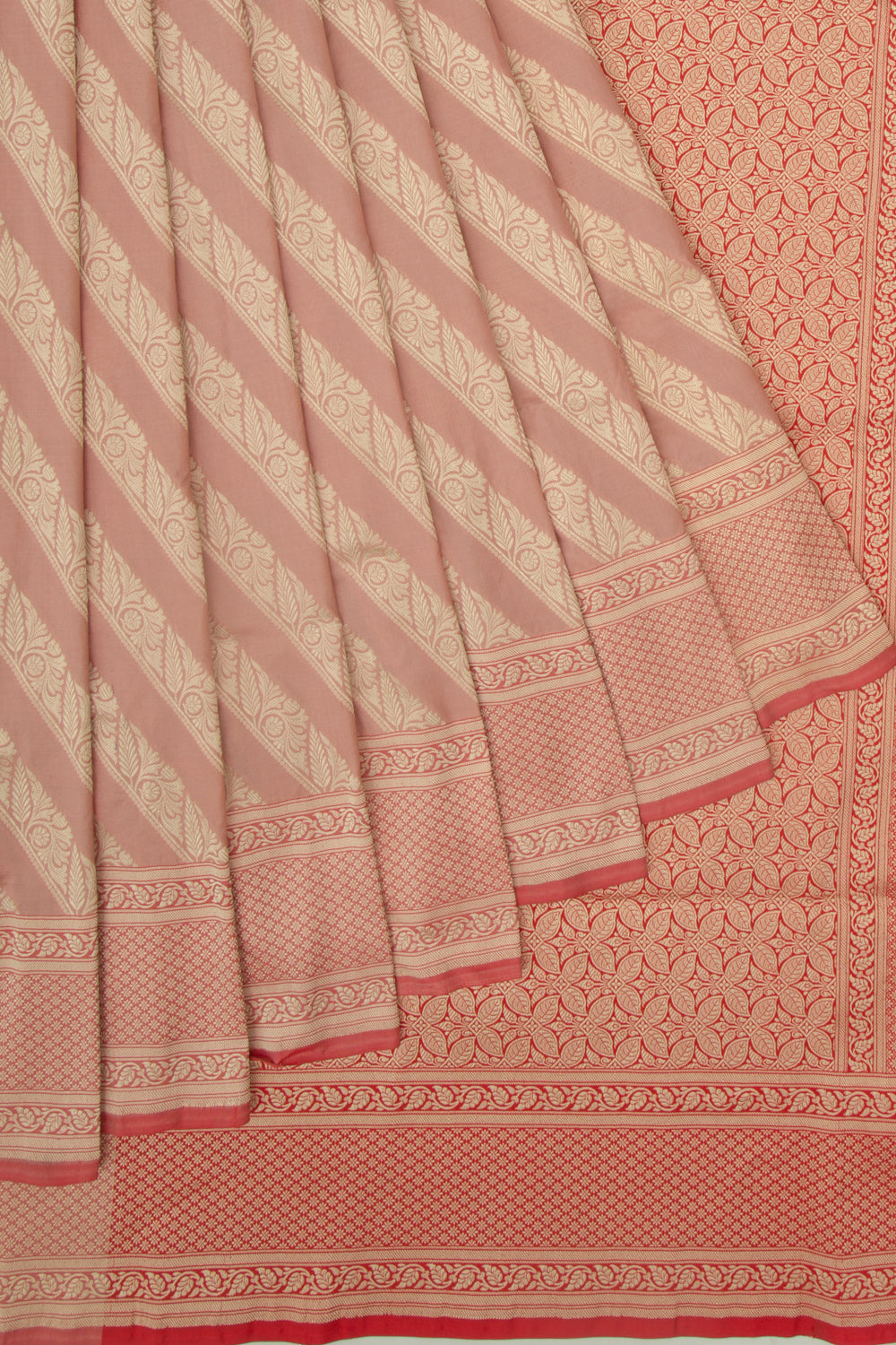 Banarasi Silk Leheriya Peach Saree