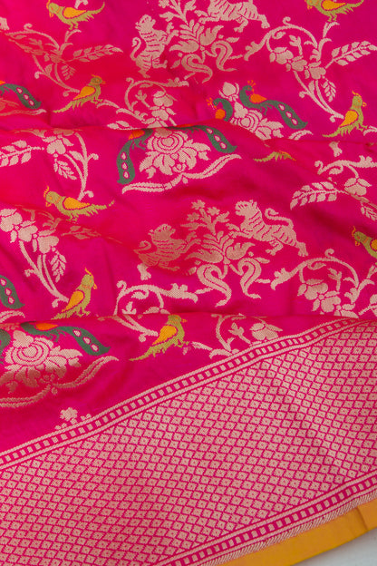 Banarasi Silk Jaal Pink Saree