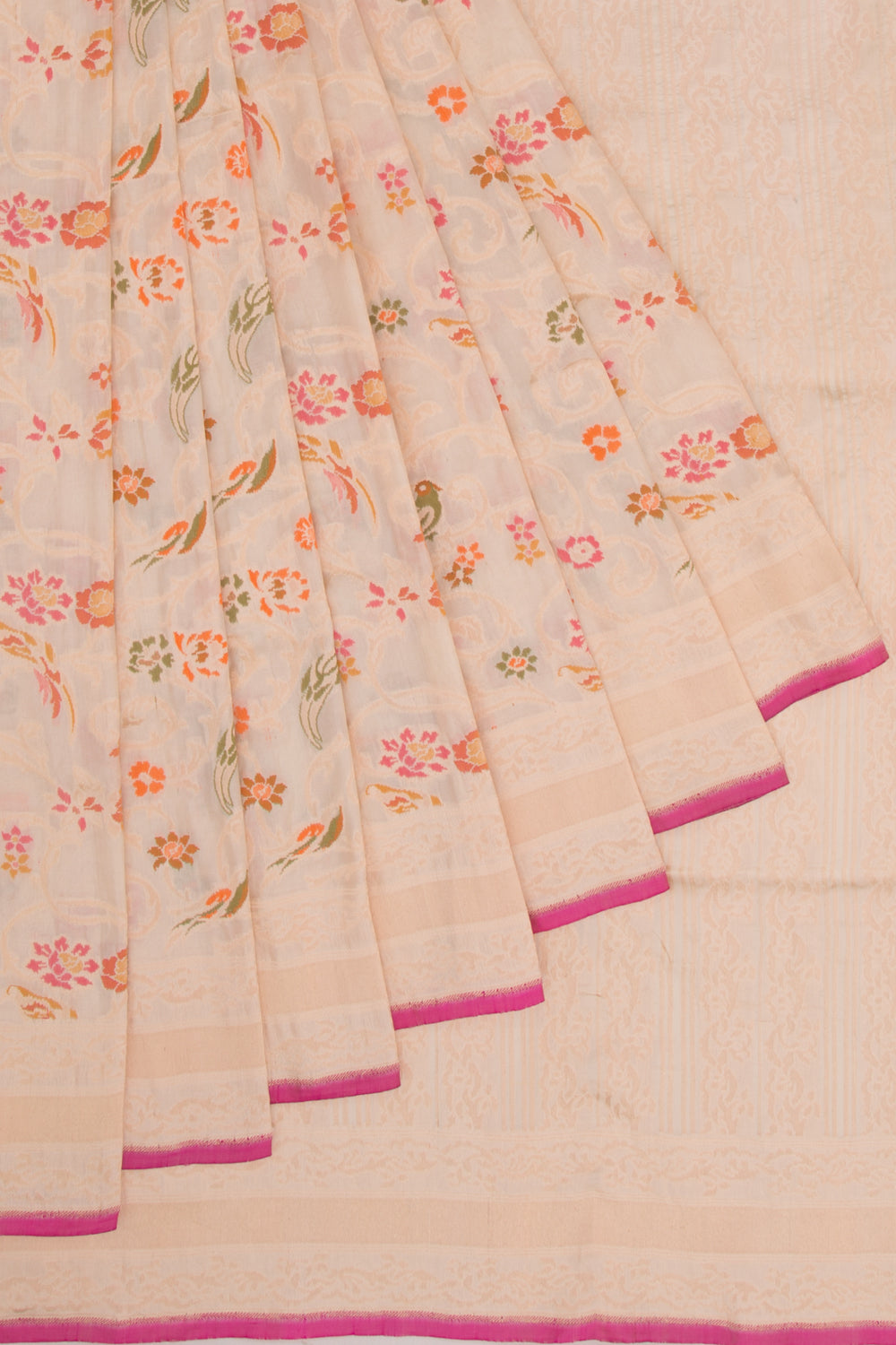 Banarasi Silk Jaal Cream Saree