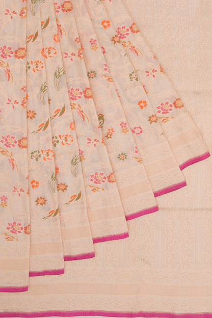 Banarasi Silk Jaal Cream Saree