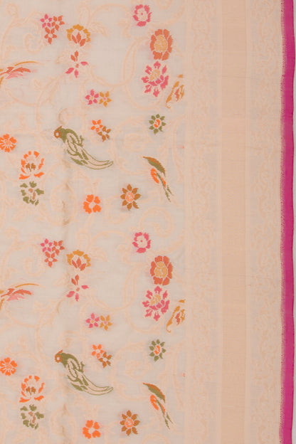 Banarasi Silk Jaal Cream Saree