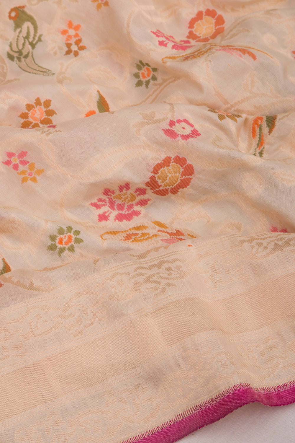Banarasi Silk Jaal Cream Saree