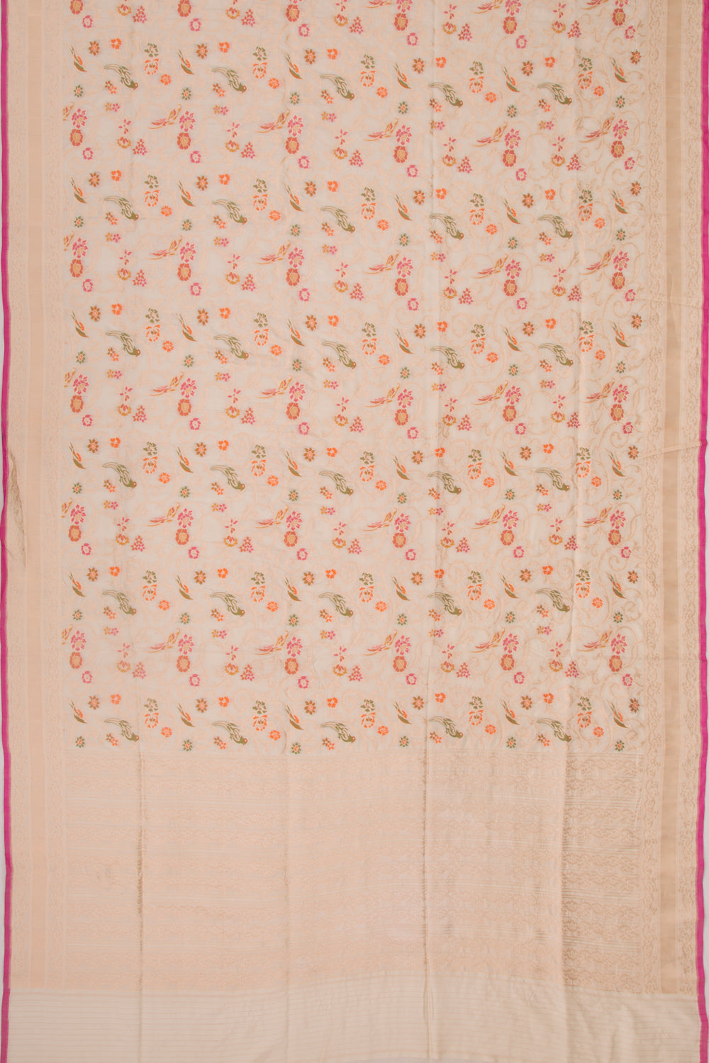 Banarasi Silk Jaal Cream Saree