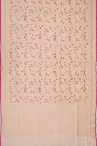 Banarasi Silk Jaal Cream Saree