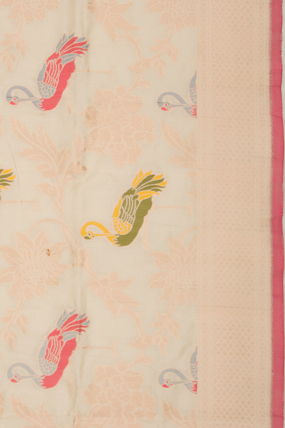 Banarasi Silk Jaal Cream Saree
