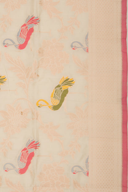 Banarasi Silk Jaal Cream Saree