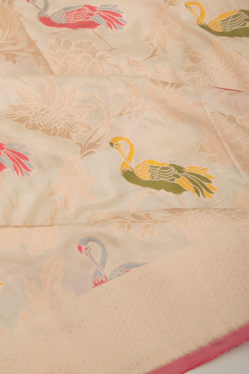 Banarasi Silk Jaal Cream Saree