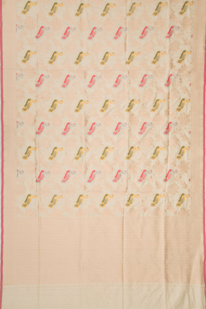Banarasi Silk Jaal Cream Saree