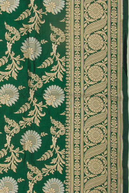 Banarasi Silk Jaal Green Saree