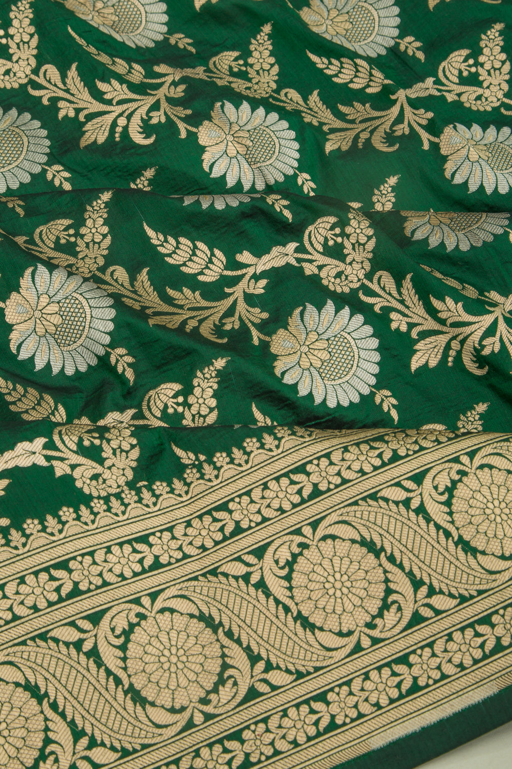 Banarasi Silk Jaal Green Saree