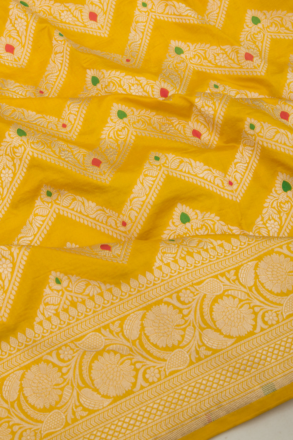 Banarasi Silk Jaal Yellow Saree