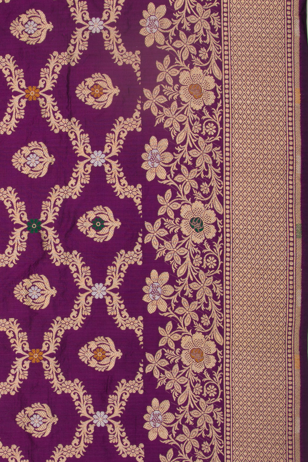 Banarasi Silk Jaal And Butta Purple Saree