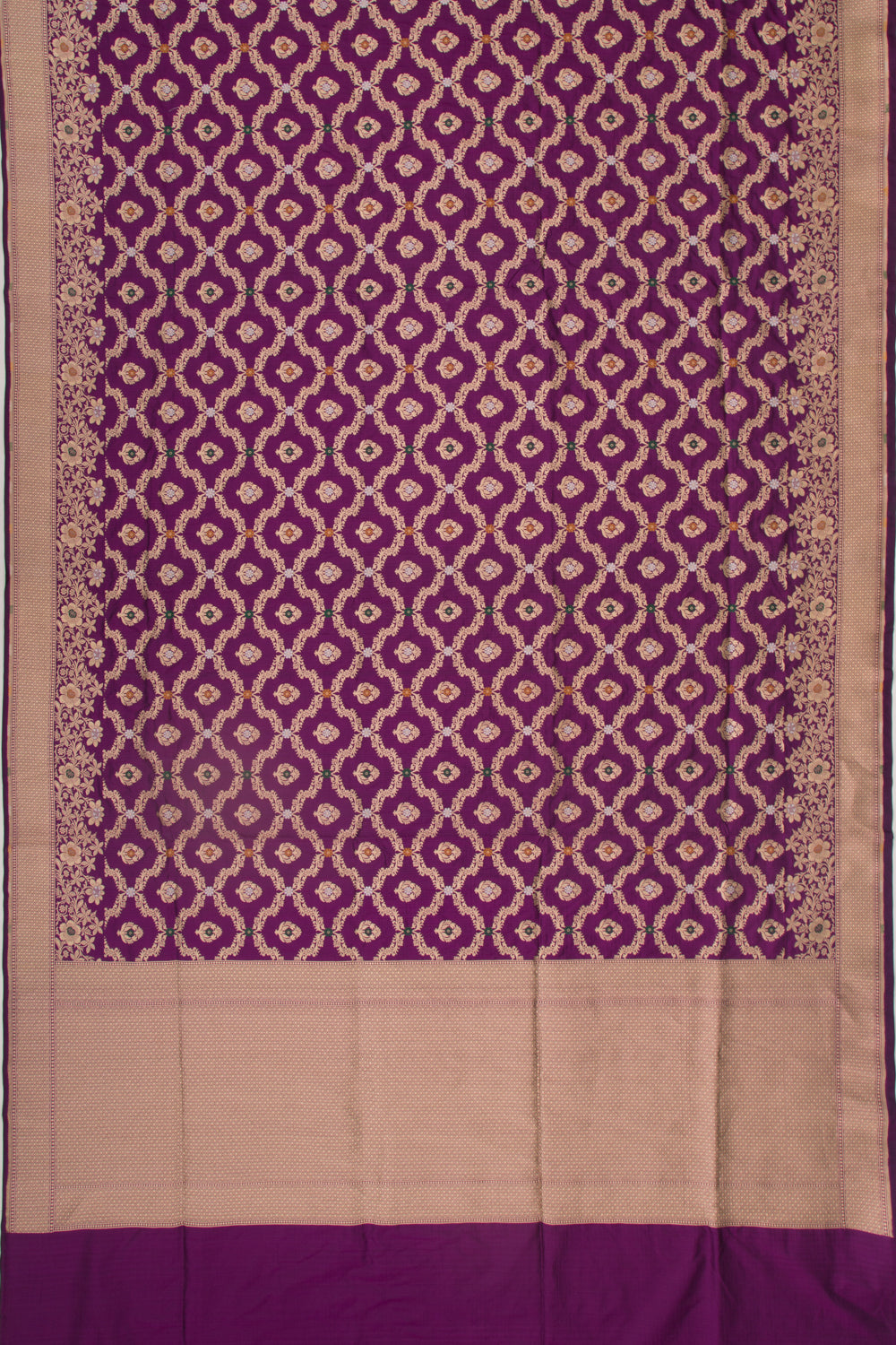 Banarasi Silk Jaal And Butta Purple Saree