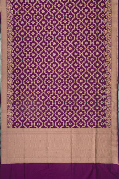Banarasi Silk Jaal And Butta Purple Saree