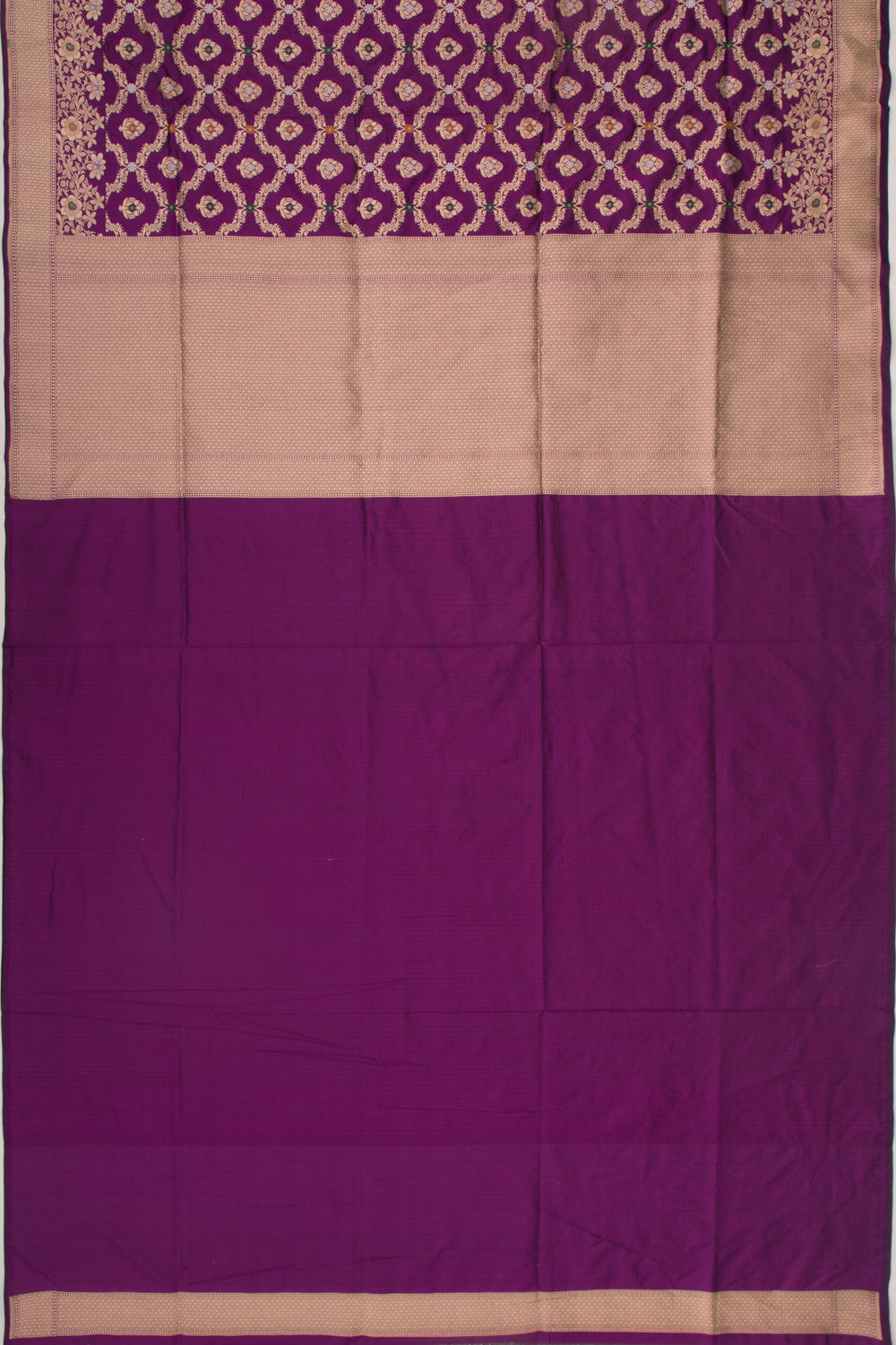 Banarasi Silk Jaal And Butta Purple Saree