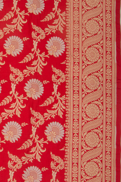 Banarasi Silk Jaal Red Saree