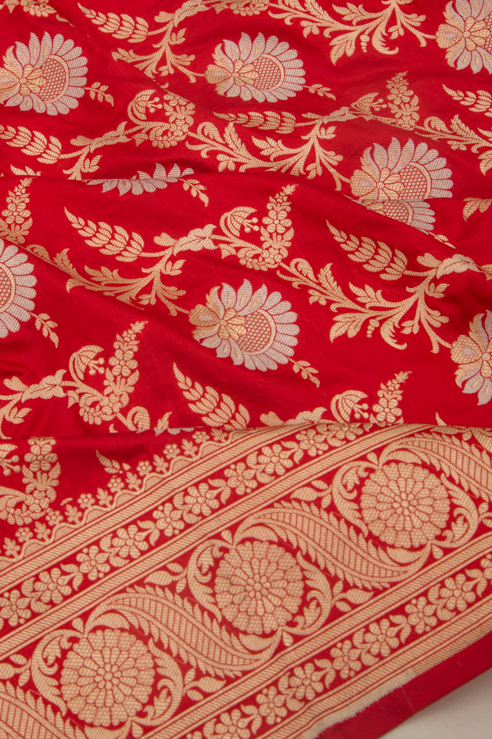 Banarasi Silk Jaal Red Saree
