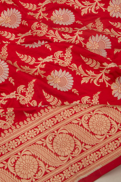 Banarasi Silk Jaal Red Saree