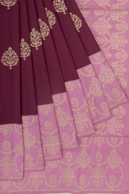 Banarasi Silk Kadwa Butta Burgundy Saree