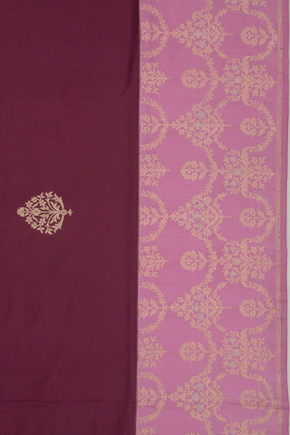Banarasi Silk Kadwa Butta Burgundy Saree