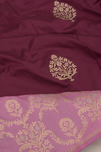 Banarasi Silk Kadwa Butta Burgundy Saree