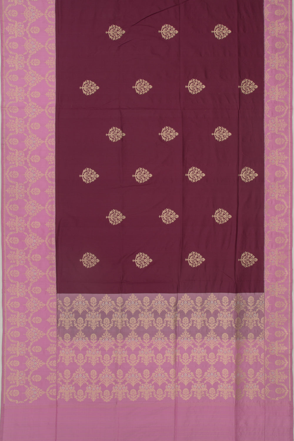 Banarasi Silk Kadwa Butta Burgundy Saree