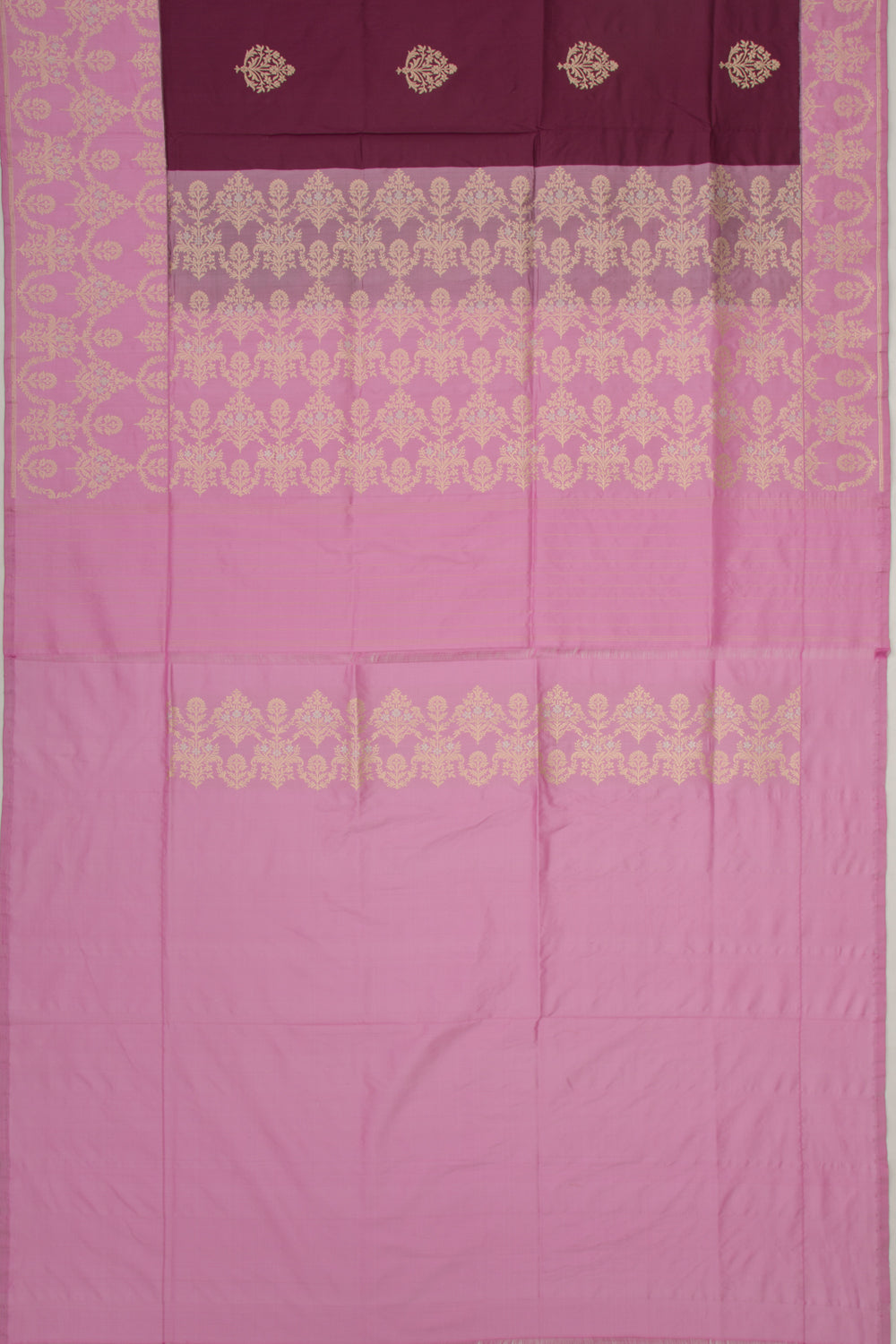 Banarasi Silk Kadwa Butta Burgundy Saree