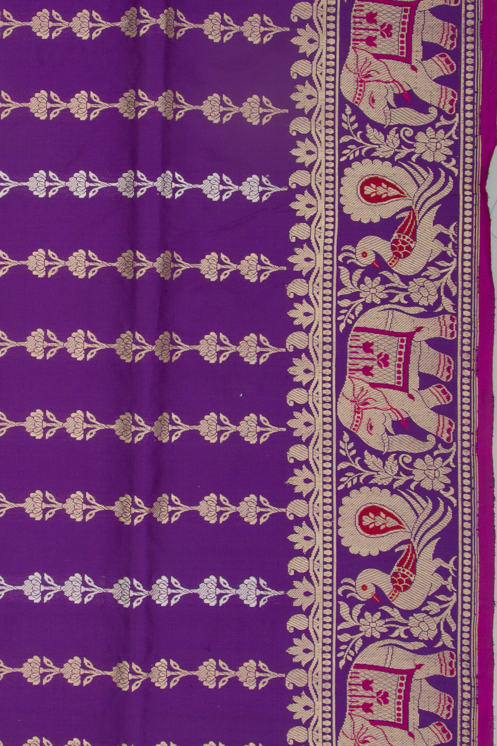Banarasi Silk Vertical Lines Violet Saree