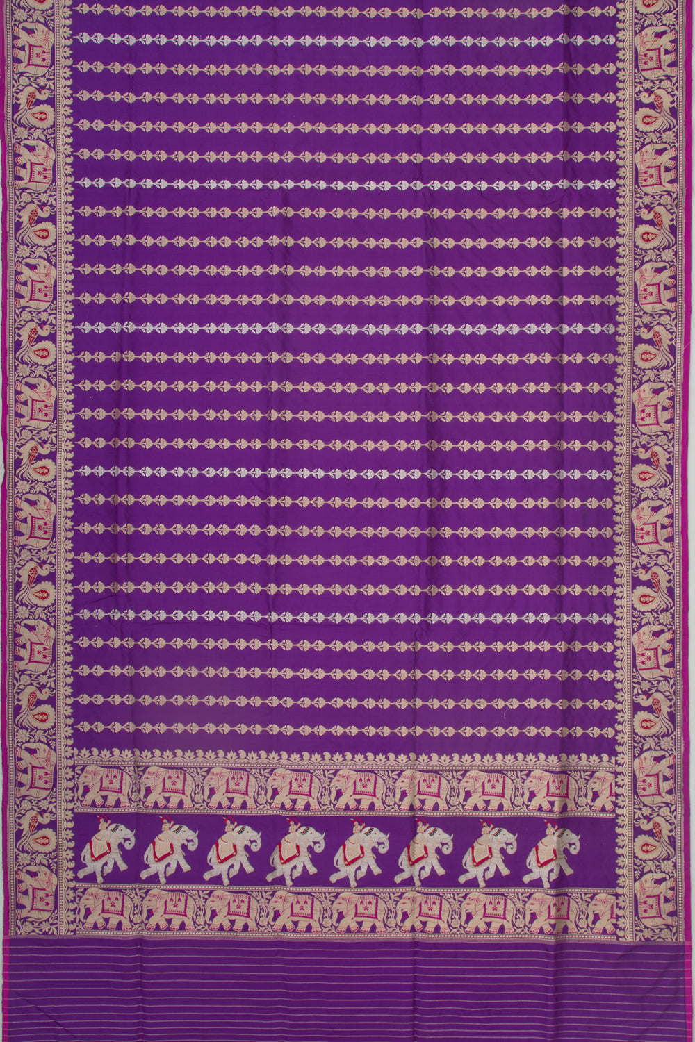 Banarasi Silk Vertical Lines Violet Saree