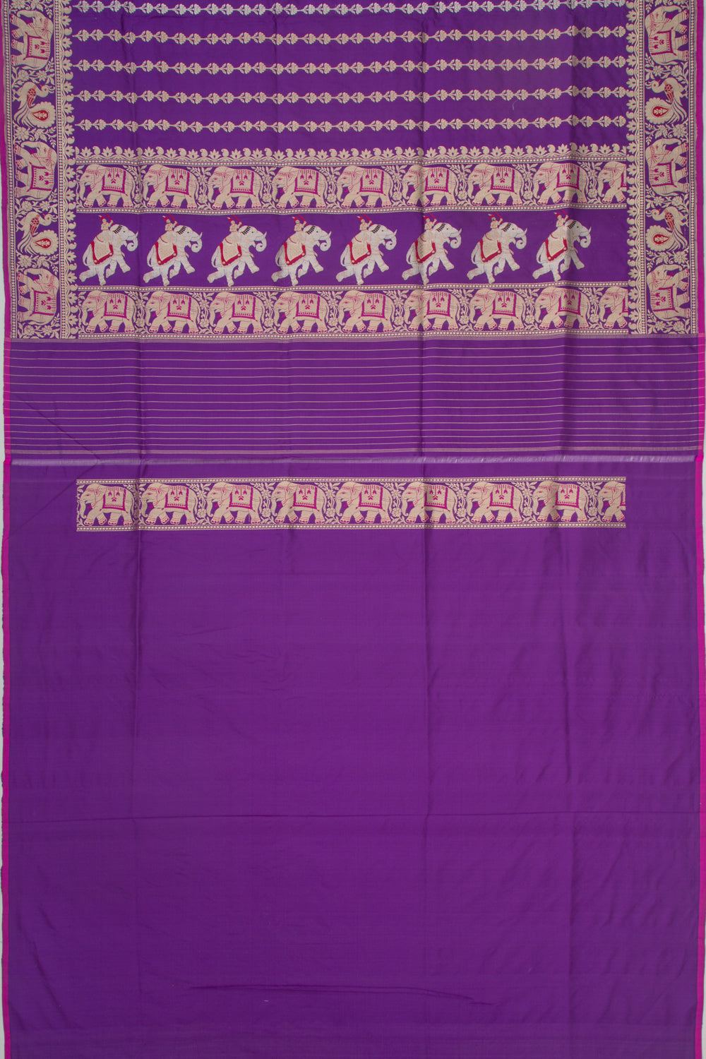 Banarasi Silk Vertical Lines Violet Saree