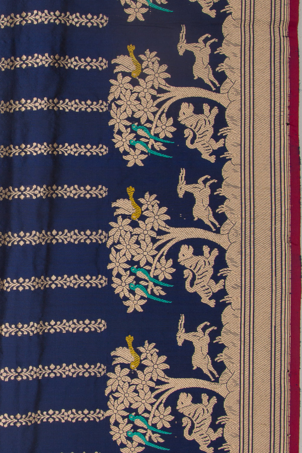 Banarasi Silk Vertical Lines Blue Saree