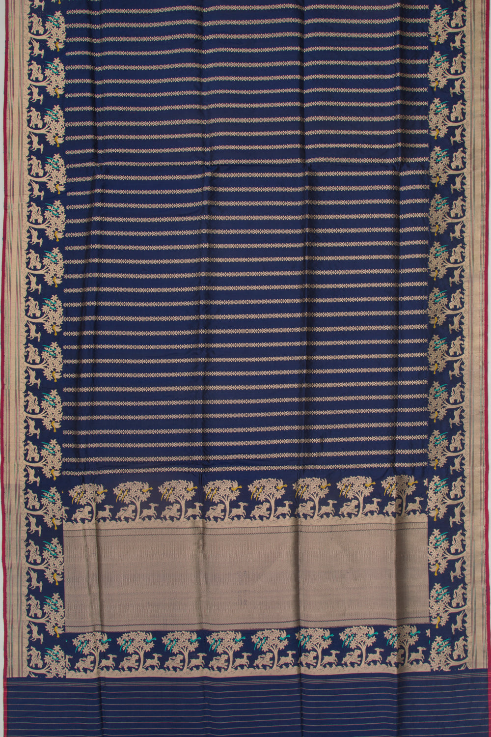 Banarasi Silk Vertical Lines Blue Saree