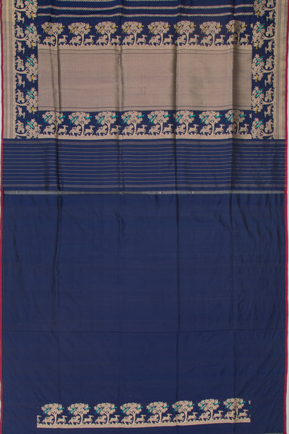 Banarasi Silk Vertical Lines Blue Saree