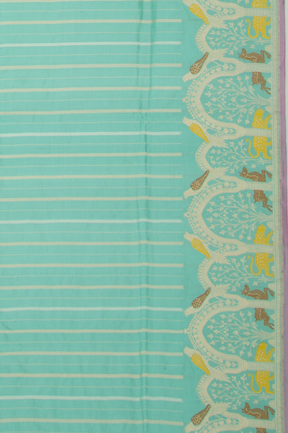 Banarasi Silk Vertical Lines Sea Green Saree