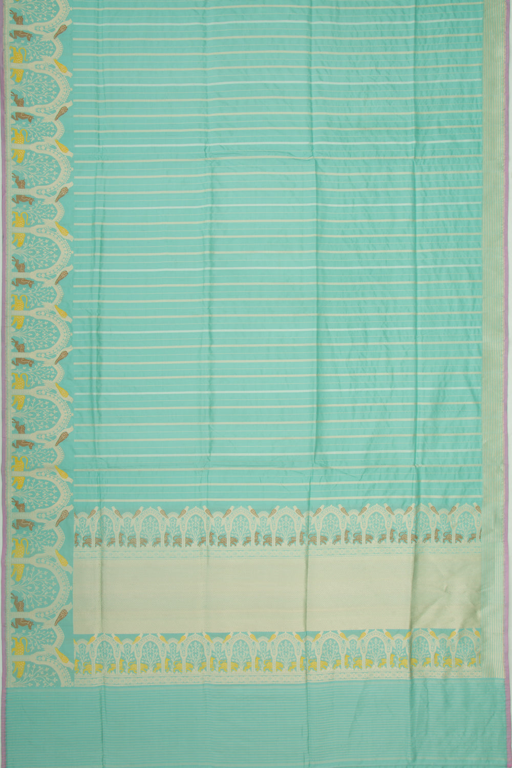 Banarasi Silk Vertical Lines Sea Green Saree